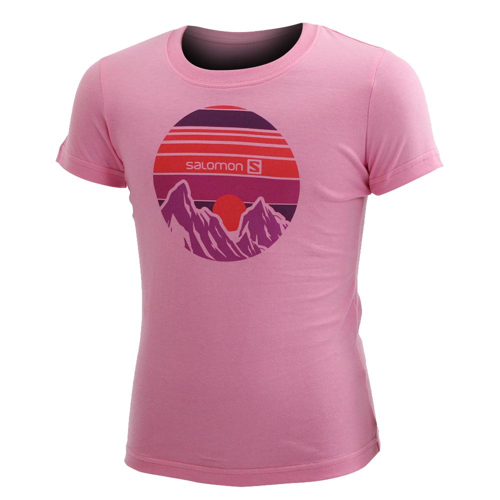 Salomon Singapore Kids T-shirts - LEVELS SS G Pink | 42613-HMJK